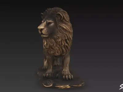 Lion Statue V42 Low-poly 3D model