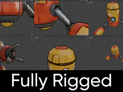 Fully rigged bot Low-poly 3D model