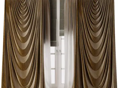 Curtains with Roman blinds 33 HBH Low-poly 3D model