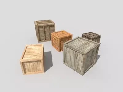 low poly wooden crates pack 1 Low-poly 3D model