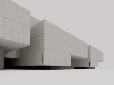 Brutalist Theatre Building 19 Low-poly 3D model