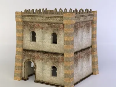 Building medieval tower Low-poly 3D model