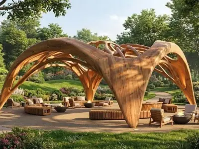 Futuristic Parametric Pavilion Organic Urban Shelter Low-poly 3D model