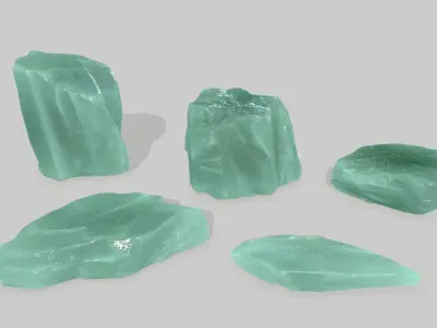 Ice Set aquamarine crystal Low-poly 3D model buy