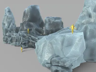 Mountain ice rocks - 3D Models PBR Pack 09 Low-poly 3D model