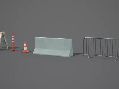 Traffic Barriers Free low-poly 3D model