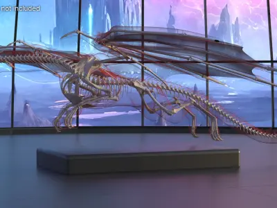  Flying Pose Dragon Skeleton in Transparent Shell 