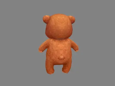 cartoon light brown toy bear Low-poly 3D model