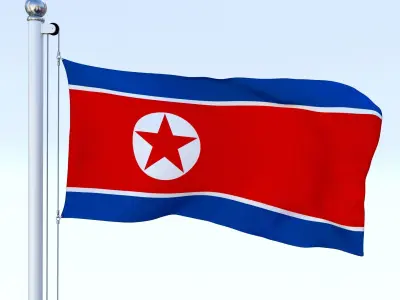 Animated North Korea Flag Low-poly 3D model