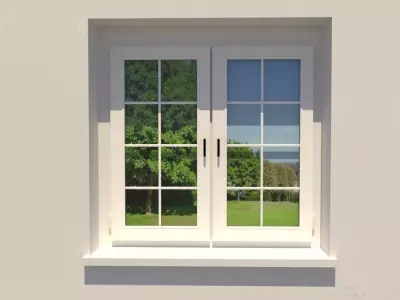Modern Double Casement Window with Sill  Interior ArchViz Model 3D model