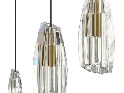 ELIOT three pendant lights with gold and clear glass Low-poly 3D model