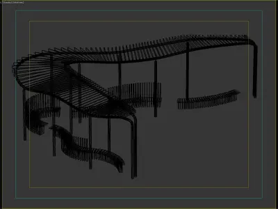 Modern Curved Wooden Pavilion with Seating for Outdoor Spaces 3D model