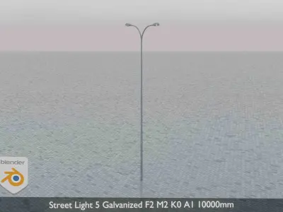 Street Light 5 Galvanized F2 M2 K0 A1 10000mm  Low-poly 3D model