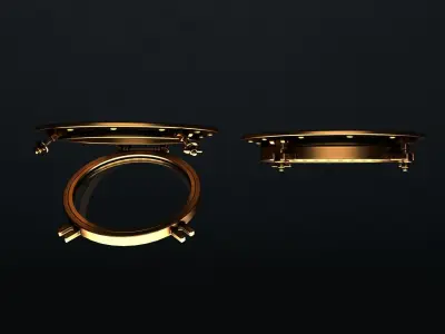Porthole two golden portholes 3D model