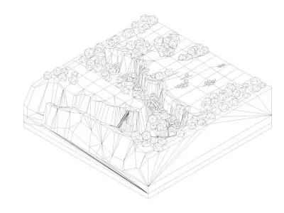 Cartoon Low Poly Victoria Falls  Low-poly 3D model