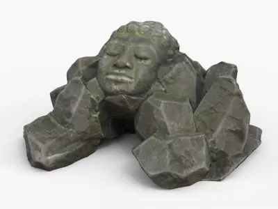 Rock Buddha 1007 - Grey Jagged Stone Low-poly 3D model