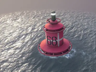 Buoy River RB-4-02 Right Danger Mark Low-poly 3D model
