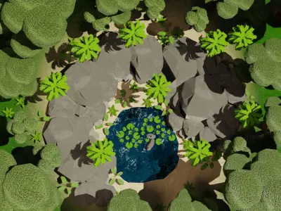 game ready Oasis Lake 3D Model Low-poly 3D model