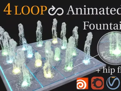 Dynamic Fountain LOOP Animation Pack 3D model