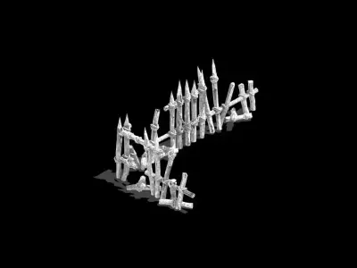 Broken - Wood Fence 03 3D model