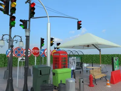 street elements collection 3D model