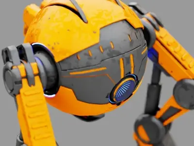Combat robot  rigged character 3D model