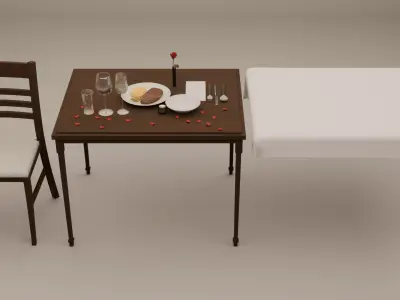 Romantic Dinner Dining Set  3D model
