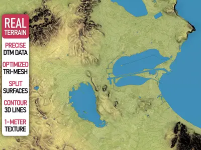 Tunis - Topography Terrain Low-poly 3D model