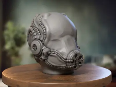 Robot Skull Headphone Stand  Cyborg Headset Stand  3D print model