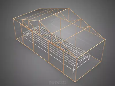 TRANSPARENT GREENHOUSE GARDEN NFT GROWING TABLE HYDROPONIC PLANT 3D model
