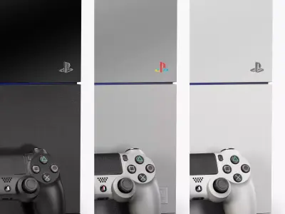 Sony PlayStation 4 with Stand Black White Grey Colors Low-poly 3D model