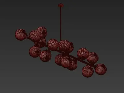 Modern chandelier with balls hanging from it 3D model