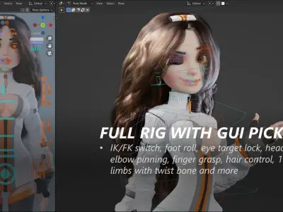 Groovy Space Girl - Rigged character for Blender and Unity Low-poly 3D model
