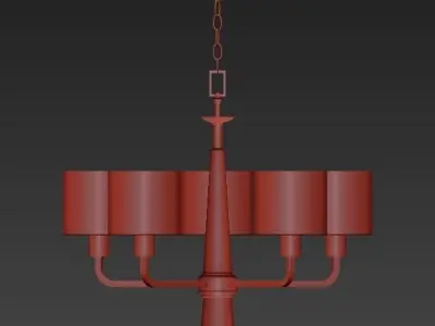 Palacio Collection 5  Light Vintage Gold Chandelier with Shade 3D model