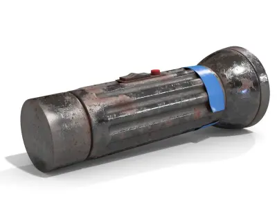 Old Metal Flashlight Low-poly 3D model