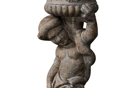 Classic Outdoor Garden Sculpture Flowerpot urn planter Flowers 3D model