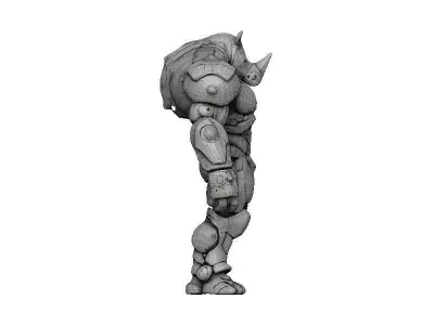 Rhino Cyborg Low-poly 3D model