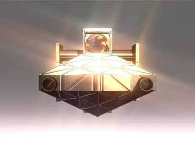 Low Poly Blocks Spaceship  Low-poly 3D model