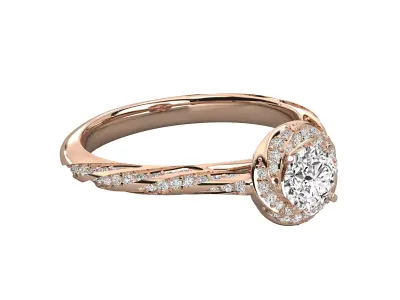 Elegant Halo Diamond Ring CAD Design With Split Pave Shank 3D print model