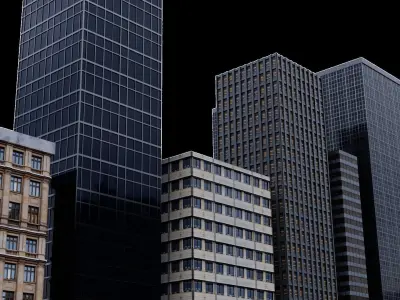 10 High Rise Building Model Pack Low-poly 3D model