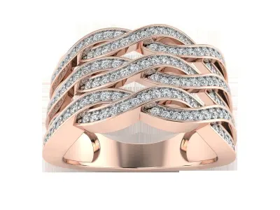 Light Weight Rose Gold Diamond Ring  -R-3922 3D print model