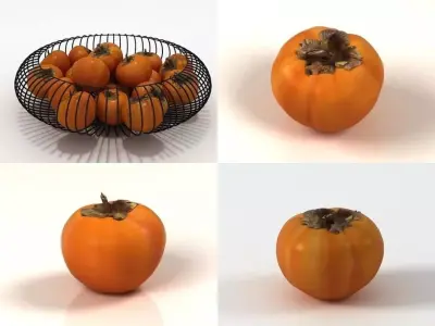 Persimmons in bowl 3D model