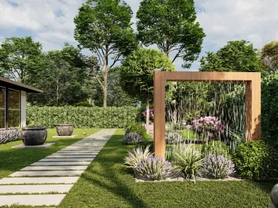 3D Exterior Scene 3D model design garden and landscape 3D model shop