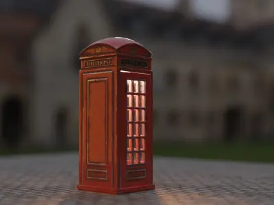 London telephone booth Low-poly 3D model buy