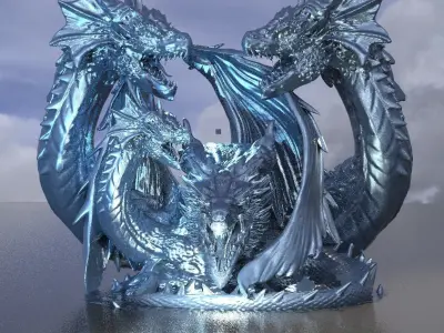 Arthurian Dragon King Statue Set 2  3D model