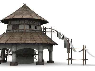 Fantasy Weaving Factory Low-poly 3D model