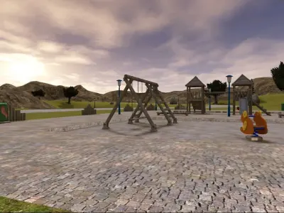 Playground collection set of equipment Low-poly 3D model