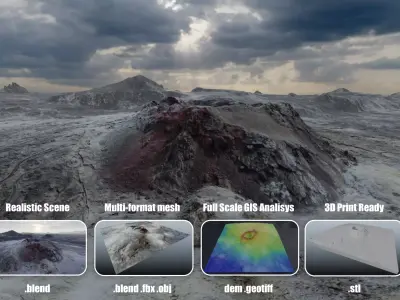 Fagradalsfjall Iceland Volcano Multipurpose Terrain Model 3D model