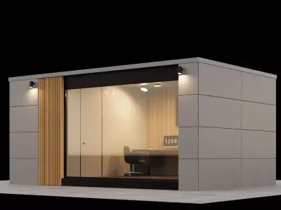 Backyard studio with furniture var 1 3D model