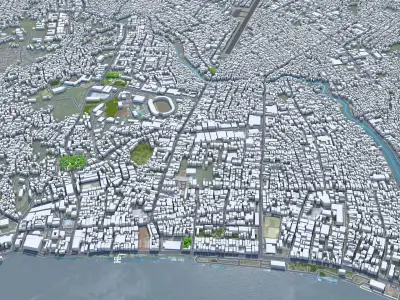 Samarinda Indonesia 25km Low-poly 3D model